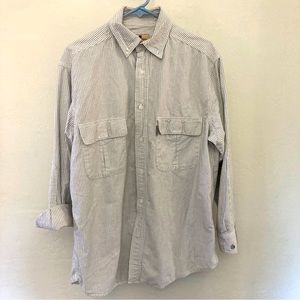 Oxford Stripes Button Up Work Shirt